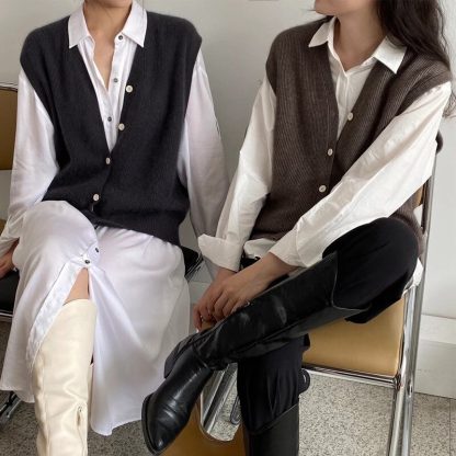 Sleeveless Sweater Vest Tops - Image 2