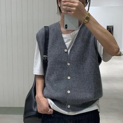 Sleeveless Sweater Vest Tops