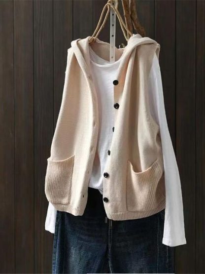Hooded Loose Knitwear Cardigan - Image 5