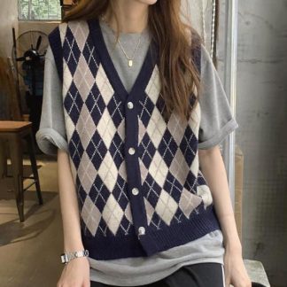 Rhombus V-neck Sweater Vest