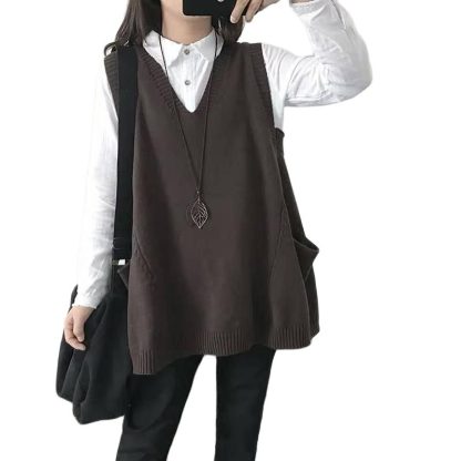Loose Knitted V-Neck Vest