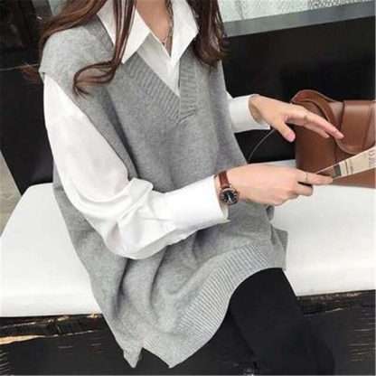 Oversize Solid Knit Sweater - Image 5