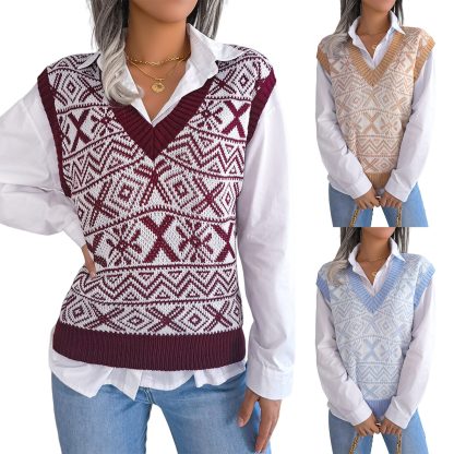 Snowflake Knitted Vest Sweater