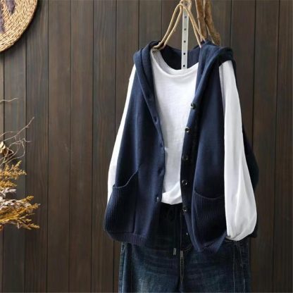 Hooded Loose Knitwear Cardigan - Image 3