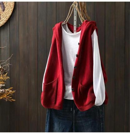 Hooded Loose Knitwear Cardigan - Image 4