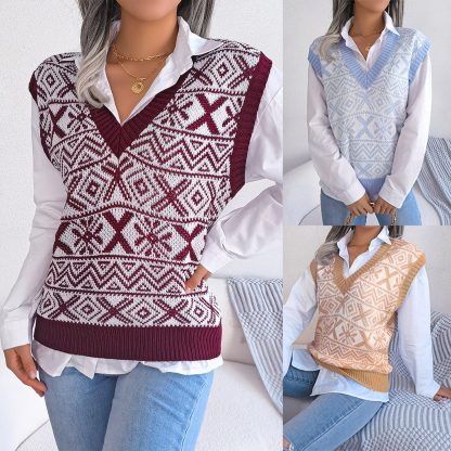 Snowflake Knitted Vest Sweater - Image 5