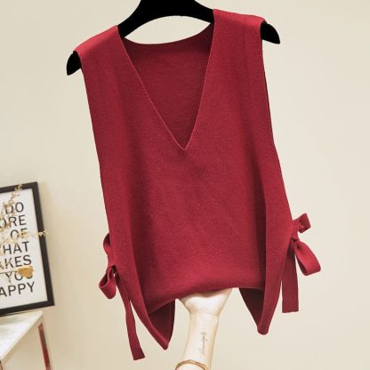 Cozy Knitted V-Neck Sweater Vest - Image 2