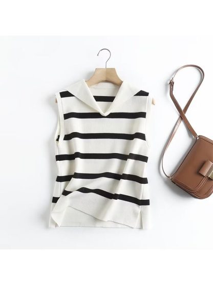 Lapel Collar Knitted Vest - Image 3