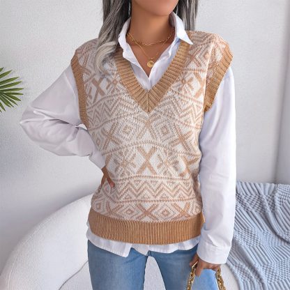 Snowflake Knitted Vest Sweater - Image 4