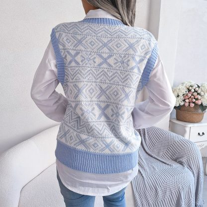 Snowflake Knitted Vest Sweater - Image 2