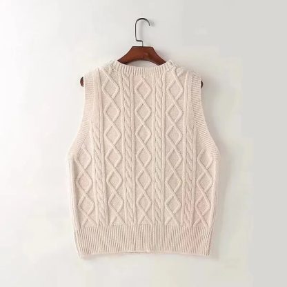 Knitted Twist V-Neck Vest - Image 3