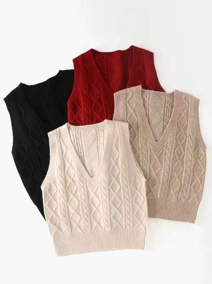 Knitted Twist V-Neck Vest - Image 2