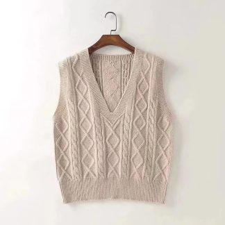 Knitted Twist V-Neck Vest