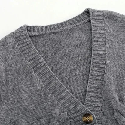 V-Neck Cropped Knit Cardigan - Image 4