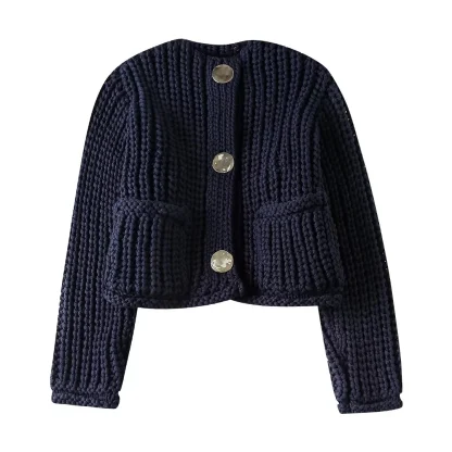 Loose Fit Button-Up Knit Cardigan