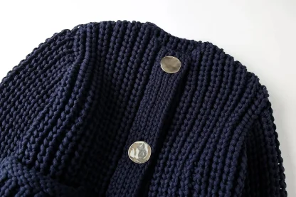 Loose Fit Button-Up Knit Cardigan - Image 3