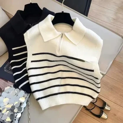 Zipper Sleeveless Sweater Vest - Image 4