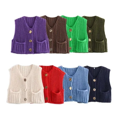 Loose Fit Knit Sweater Vest - Image 7