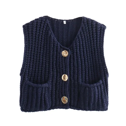 Loose Fit Knit Sweater Vest - Image 5