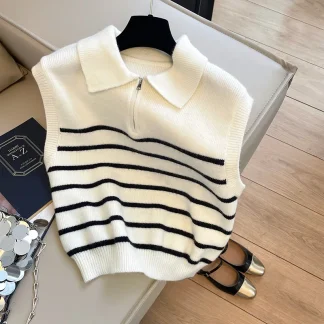 Zipper Sleeveless Sweater Vest