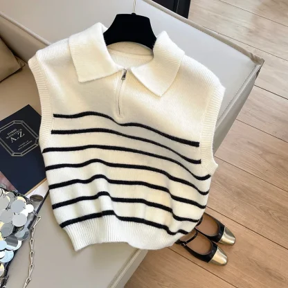Zipper Sleeveless Sweater Vest
